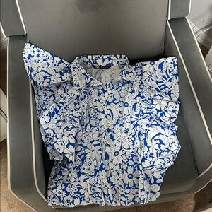 Zara Blue and White Floral Shirt